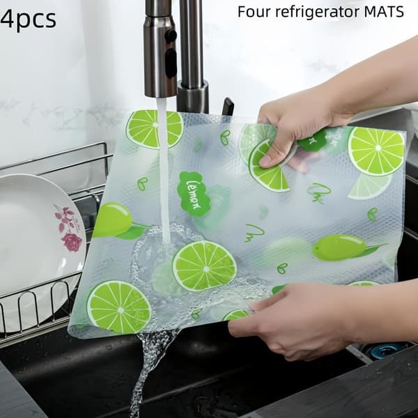 4-delad vattentät kylskåpsmatta, fuktsäker, halkfri 4Pcs