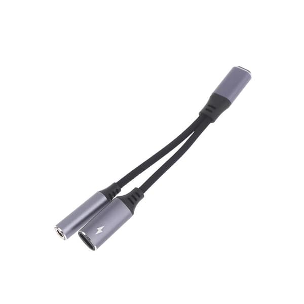 2-i-1 USB C til 3,5 mm hodetelefon- og laderadapter PD 60W Quic 1PC