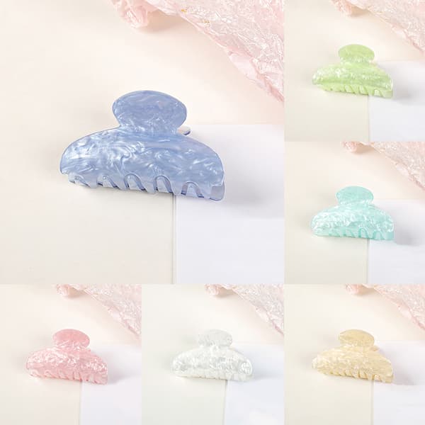 Vintage hårspænder til piger Kloklip New Marble Textured Barr White