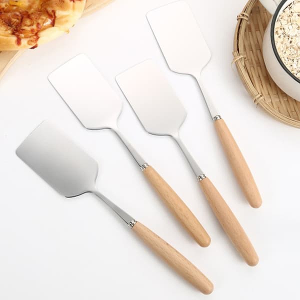 Rustfritt stål firkantet biff stekespade trehåndtak P 20cm