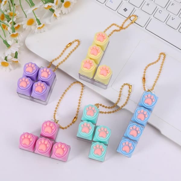 Bärbar tangentbordsklickare Fidget Nyckelring Set Knappar För Blue