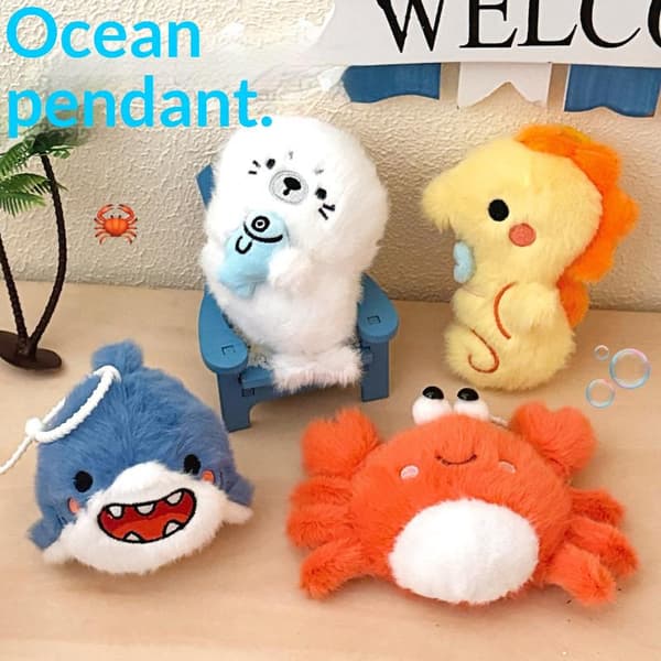 e Ocean Animal Plysch Nyckelring Fluffig Docka Hänge Väska Prydnad A2