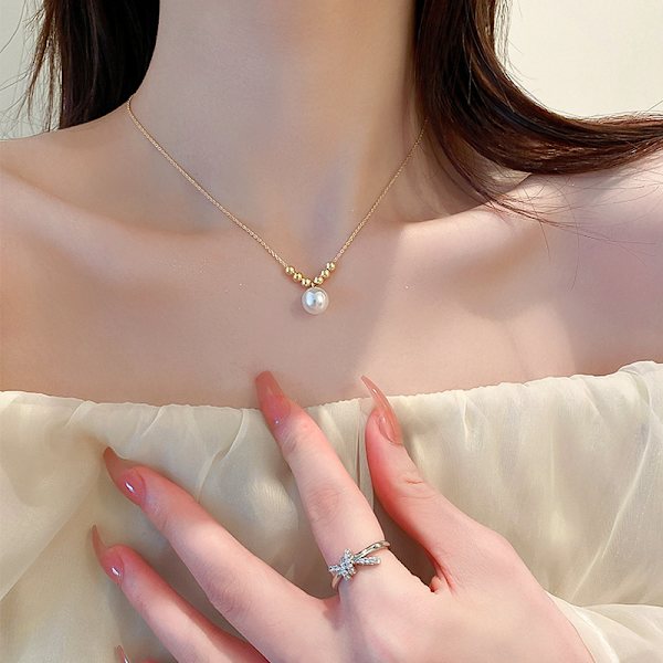 Elegant delikat perle anheng kragebenet halskjede for kvinner Fash