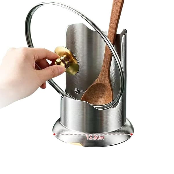 Grydelåg og skeholder i rustfrit stål, fortykket materiale, mul