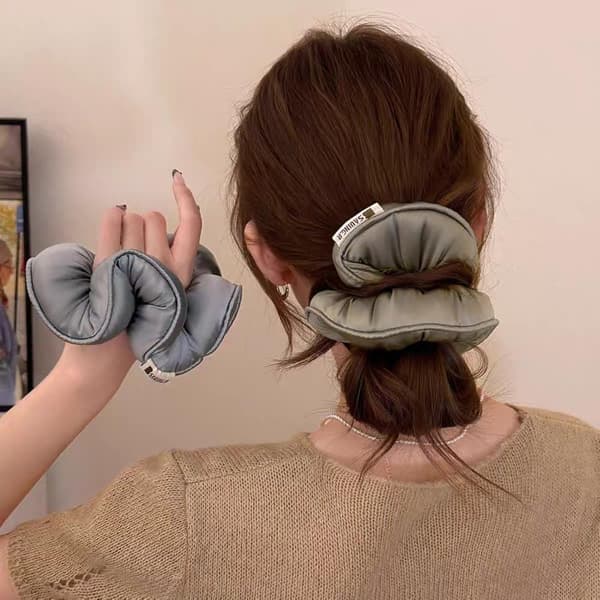Sponge Sleep Elastisk Hårelastik Hårscrunchies Til Kvinder Blue