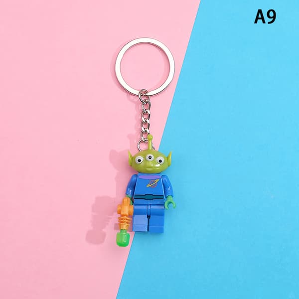 Anime byggstenar modell nyckelring Liten docka tecknad e Keyr A9