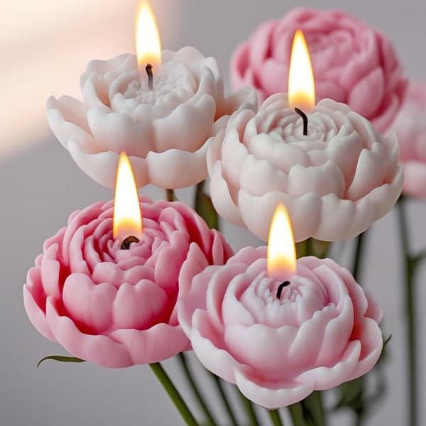 3D Peonblomster Silikonform For Stearinlys Leire Gips Og Såpe B
