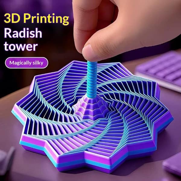 3D-printet spiral-fidget-tårn, jevn rotasjon for barn og voksne A2