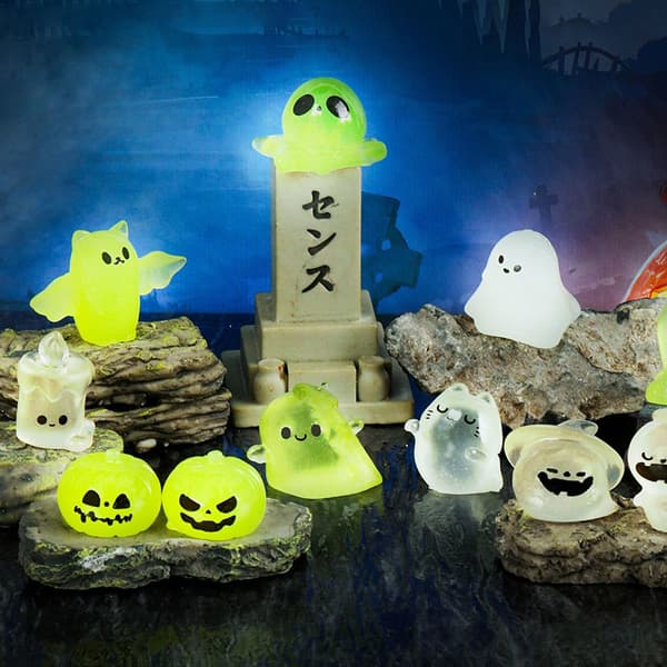 Mini lysende Halloween-ornament flaggermus græskar spøgelse mikro landskab A1