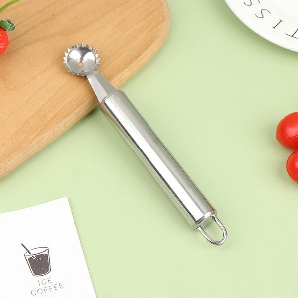 Rostfritt stål Tomato Corer Jordgubbsskalare Stam Remover Fru