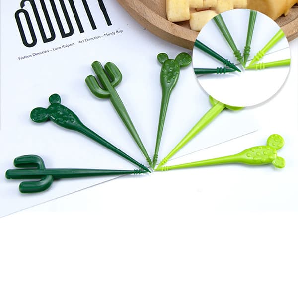 6 kpl Mini Cactus Pick Kid Fruit Fork Bento Box Decor Uudelleenkäytettävä