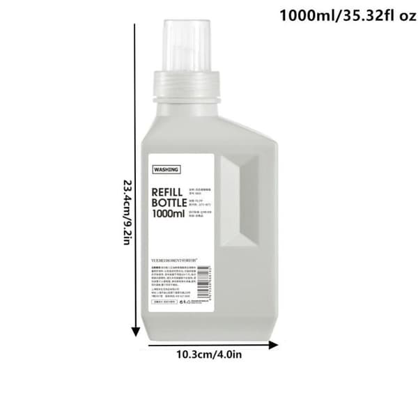 Återanvändbara tvättmedelsflaskor Kapacitet Mjukgörare Förvaring Re Gray 1000ml
