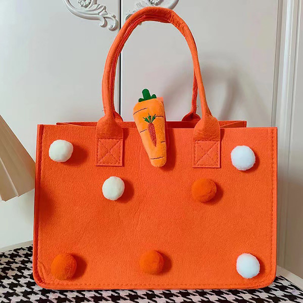 Filt Shopping Tote Party Favor Ensfarget Håndholdt Tra orange radish