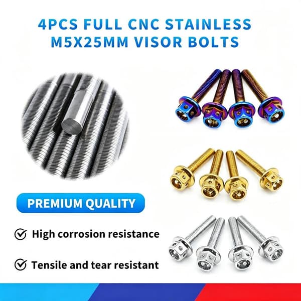 4 st/set full CNC rostfritt M5X25mm visirbultar för NMAX / PCX Blue