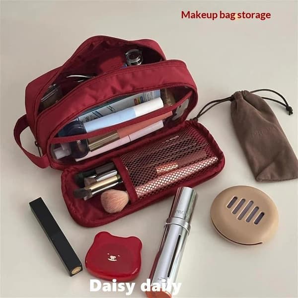 Dobbeltlags Kosmetiktaske Rejse Makeup Organizer Stor Kapacitet A2