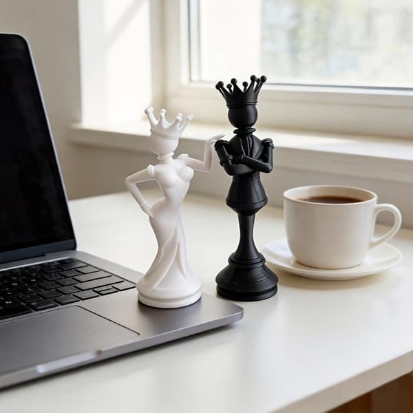 2 st 3D-printade schackparstatyer Kreativ drottning kung dekor