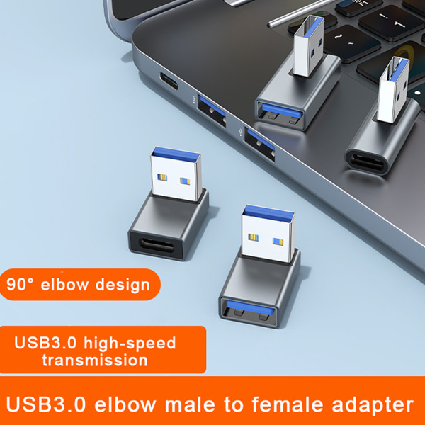 90 grader Venstre Højre Op Ned Vinklet USB 3.0 A Han Til Hun Eks Black 1