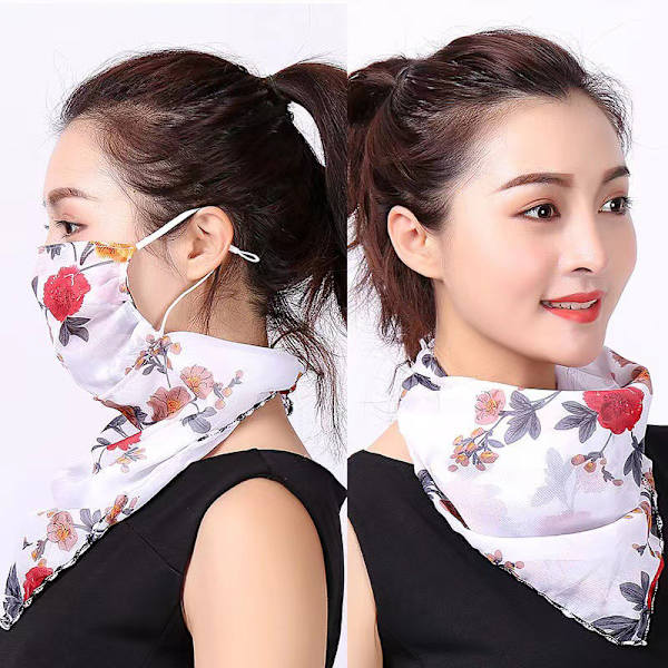 1 stk kvinner solmaske chiffon hals gamasje henge øre chiffon pust 3