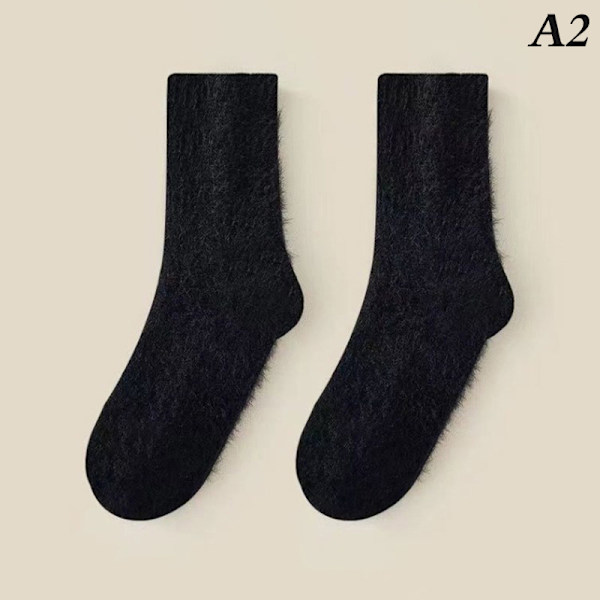 Mink fløjlsstrømper til kvinder og mænd efterår og vinter Thicken T Black