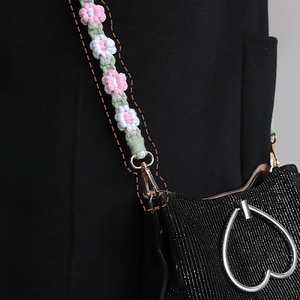 Uusi kukkapunos avaimenperä Lanyard Käsin kudottu matkapuhelin Cha C