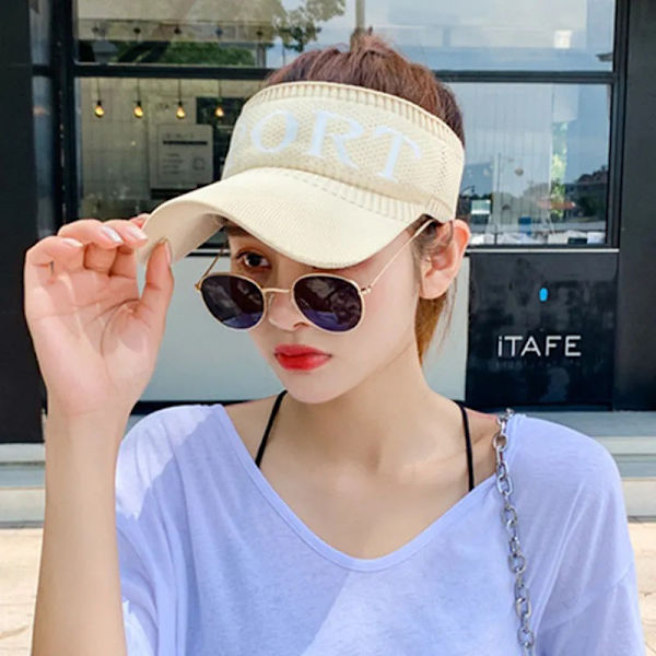 Kvinner Dame brev Sommer Tom Topp Strandhette Ensfarget lue Khaki
