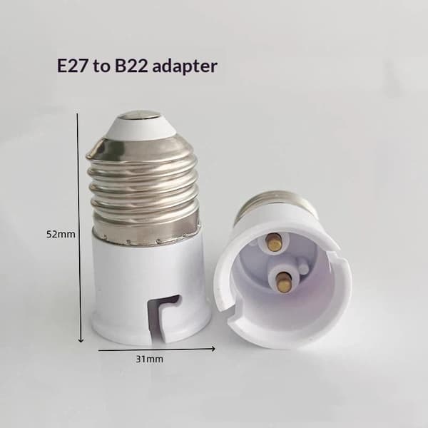 E27 til B22 konverteringslampeholder B22 til E27 konverteringslampeholder White