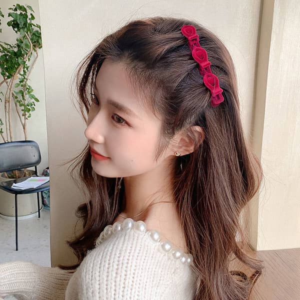 Flocked Bangs Hårklämma Svart Huvudbonad Dam e Barrettes Hårgr Black