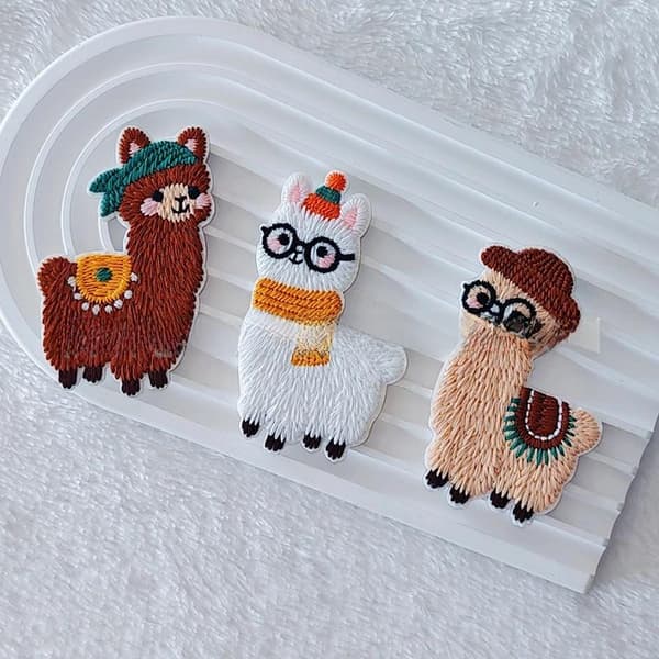 6 stk. håndklædebroderi-patch tegneserie lama broderi-patch til 6pcs