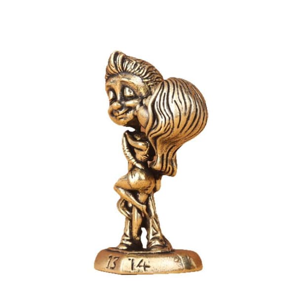 Mässing Kyssande Par Staty Vintage Snidad Design Romantisk Text