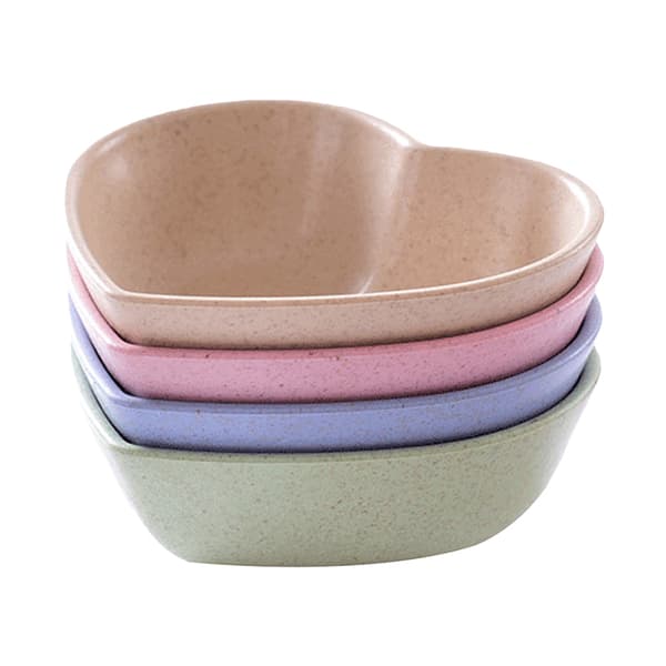 Mini e Love Hjärtformad Vetehalmskål Snack Liten Tallrik Kitc Beige