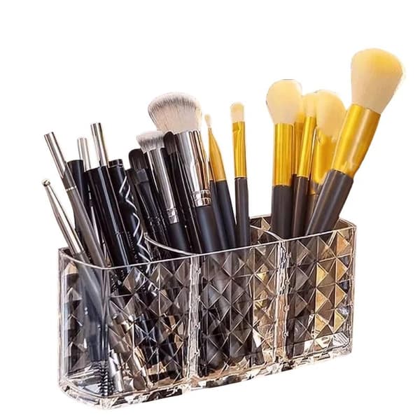 1 stk. 3-rums makeupbørsteholder makeup-organizer kosmetikopbevaring