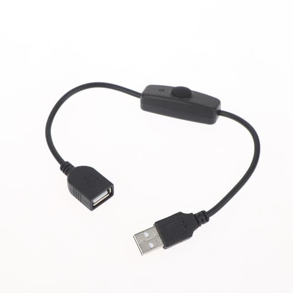1 st USB 2.0 förlängningskabel med ON OFF-brytare 30cm Black