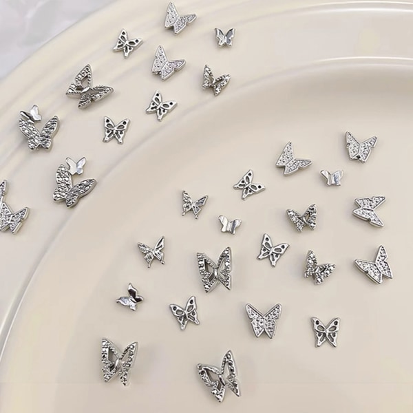 50 stk 3D-legering Butterfly Nail Charms Butterfly Nail Gems Nail R