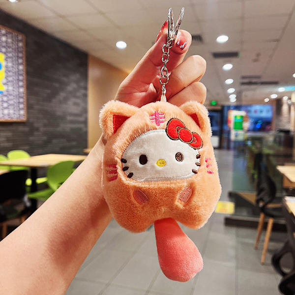 Sanrio Kuromi Plysj Animal Keychain Little Tiger Kuromi Melody Pink 15cm