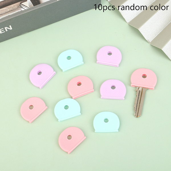 10 stk Blandede farger PVC-nøkler Caps Topper Elastisk etui for DIY-nøkkel