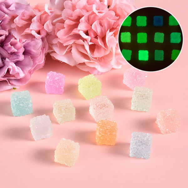 10 kpl Mini Luminous Colorful Square Sugar Game Flatback Resin A13