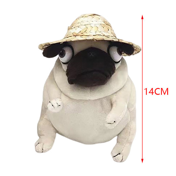 Pehmolelut 10/14cm ruma ja e hiekkakoira istuva mopsikoira lelu Stu 15CM with hat