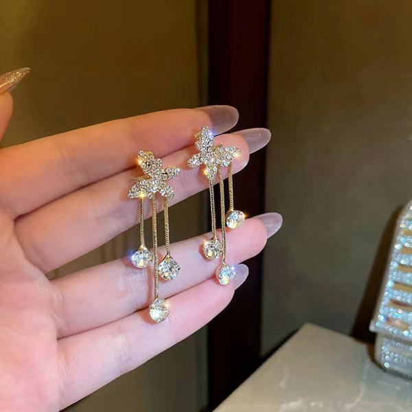 n Shiny Rhinestone Pearl Tofs Drop örhängen för kvinnor Elegant
