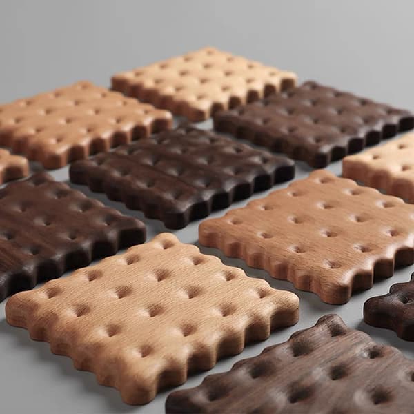 Kjeksformet trekoppmatte, te kaffe krus drikkeholder Dark brown