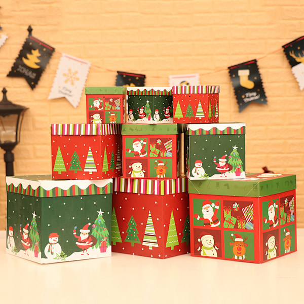 3 stk Papir Julegaveeske Julegaveeske Nesting Candy Box Festi A2
