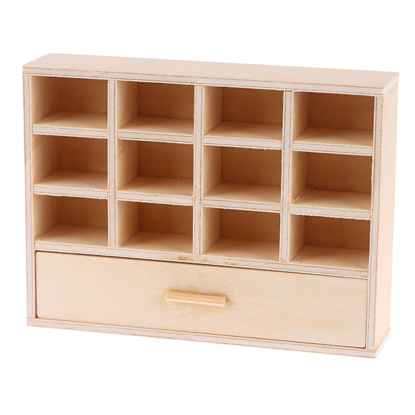 1:12 Dukkehus Miniatyr bokhylle Oppbevaring Hylle Skuffeskap