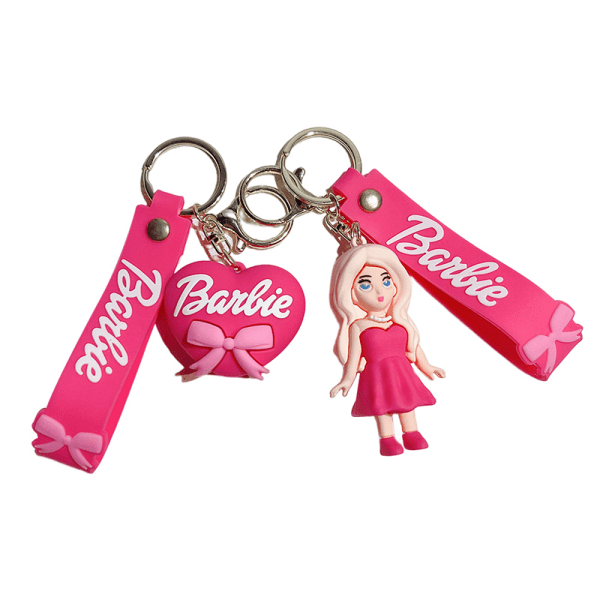 Vaaleanpunainen Barbie-avainnippu nukkeriipus Love Key Ring case A