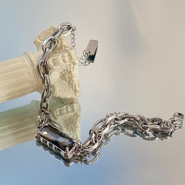 Trend Sort Zirkon Titanium Stål Armbånd Til Mænd Kvinder Geomet A1