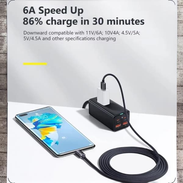 120W 6A Snabbladdning USB Typ C Snabbladdningskabel för Telefon Fas A2
