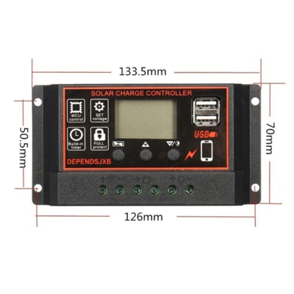 MPPT 12V/24V aurinkolatausohjain USB aurinkopaneelin säädin 30A