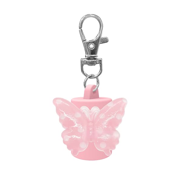 Flerfarvet sommerfugl nøglering hætte til lipgloss og læbepomade Pink