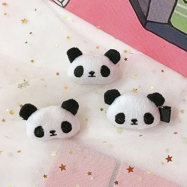 e Cartoon Plysj Panda Hårklemme Elastisk Hårring For Dame Gir A3
