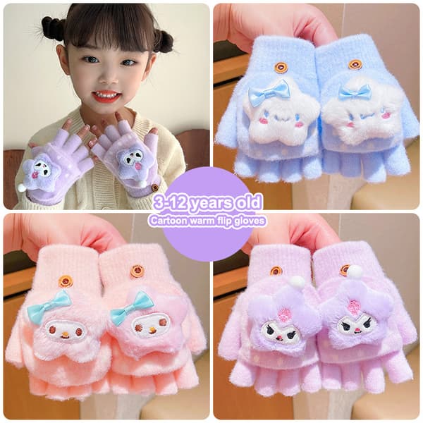 Barntecknad Sanrio Vinter e Handskar Halvfingerklaffport A2