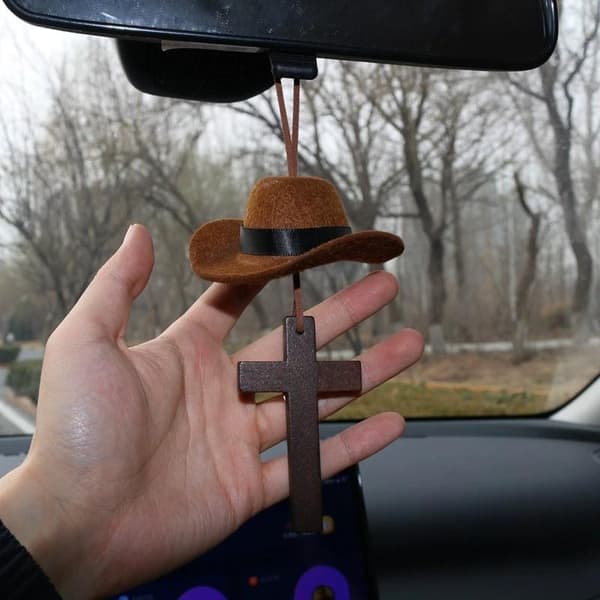 Mini Cowboyhatt Bil Hängande Prydnad Bil Interiör Backspegel A2