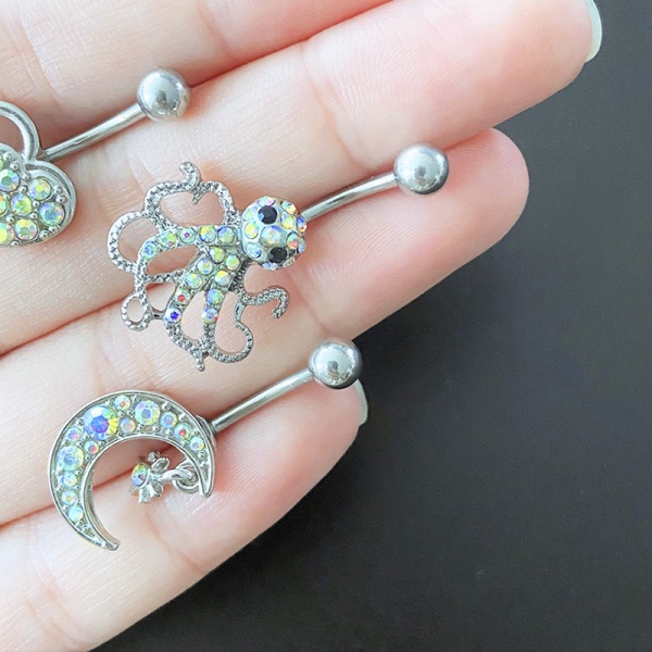 Zircon Starmoon Octopus Belly Navel Piercings Sexy Belly Ring B A1